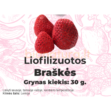 Liofilizuotos braškės, 30 gr.