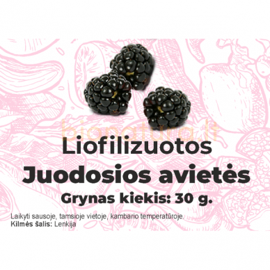 Liofilizuotos juodosios avietės, 30 gr.